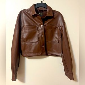 Faux leather brown jacket